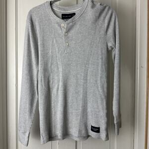 Vintage Abercrombie Fitch Men Waffle Knit Thermal Henley Small Grey Preppy 90S